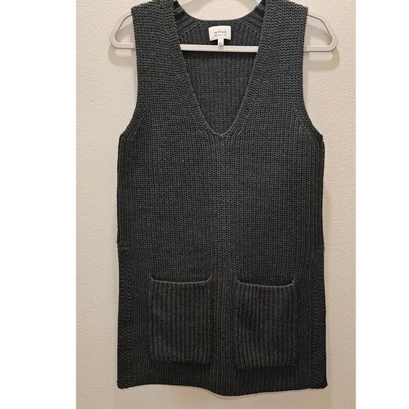 Wilfred V-Neck Green Knit Crochet Vest Size Small - Picture 1 of 6